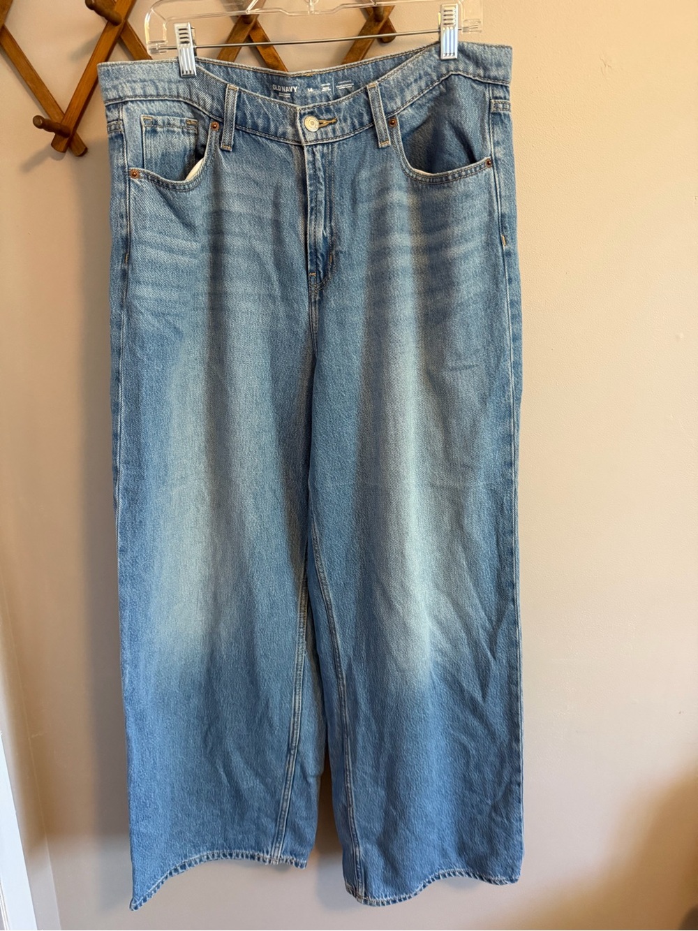 Old Navy High Rise Drapey Baggy Wide Leg Jeans Blue 14